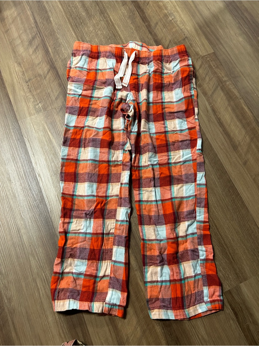 Orange Plaid Drawstring Lounge Pants